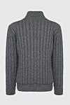 Men's cardigan made of cashmere, silk and beaver gray Mauro Conte - Contrasting stripes, relief pattern, knitting. Gate stand. 100% silk, 100% cashmere, 100% beaver. Closure: Zipper. Country of manufacture: Italy. Care: specialized cleaning - photo 6