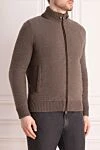 Mauro Conte Men's cardigan made of cashmere and natural fur, brown - Buttons on collar. Gate stand. 100% cashmere, 100% natural fur. Closure: Zipper. Country of manufacture: Italy. Care: specialized cleaning - photo 3