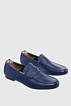 Andrea Ventura Blue leather loafers for men - contrast sole. 100% leather. Sole Height: Heel Height 2cm. Country of manufacture: Italy. Care: specialized cleaning - photo 3