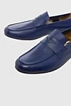 Andrea Ventura Blue leather loafers for men - contrast sole. 100% leather. Sole Height: Heel Height 2cm. Country of manufacture: Italy. Care: specialized cleaning - photo 5