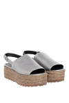 Brunello Cucinelli Gray leather sandals for women - contrast sole, jute trim around the sole, chunky sole. genuine leather. buckle. 5 cm. Country of manufacture: Italy. Care: specialized cleaning - photo 3