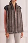 Bilancioni Women's gray vest - leather belt, collar trim 100% fur. 56% cashmere, 43% wool, 1% silk. Country of manufacture: Italy. Care: specialized cleaning - photo 3