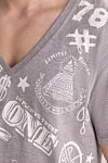 Philipp Plein Gray cotton T-shirt for men - v-neck, print. 100% cotton. Country of manufacture: Italy. Care: specialized cleaning - photo 5