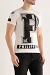 Philipp Plein White cotton T-shirt for men - print, rhinestone pattern. 100% cotton. Country of manufacture: Italy. Care: specialized cleaning - photo 3