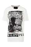 Philipp Plein White cotton T-shirt for men - print, rhinestone pattern. 100% cotton. Country of manufacture: Italy. Care: specialized cleaning - photo 1