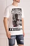 Philipp Plein White cotton T-shirt for men - print, rhinestone pattern. 100% cotton. Country of manufacture: Italy. Care: specialized cleaning - photo 3