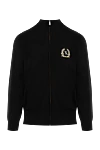 Billionaire Men's cardigan made of wool, silk and cashmere, black - Embroidery brand emblem. 60% wool, 30% silk, 10% cashmere. Closure: Zipper. Two side pockets. Country of manufacture: Italy. Care: specialized cleaning - photo 1