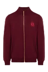 Billionaire Men's wool cardigan burgundy - Embroidered brand logo. 100% wool. Closure: Zipper. Two side pockets. Country of manufacture: Italy. Care: specialized cleaning - photo 1