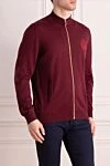 Billionaire Men's wool cardigan burgundy - Embroidered brand logo. 100% wool. Closure: Zipper. Two side pockets. Country of manufacture: Italy. Care: specialized cleaning - photo 3