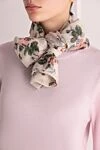 Beige wool scarf for women Saint Laurent - floral print. 100% wool. Country of manufacture: Italy. Care: specialized cleaning - photo 2