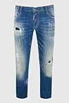 Dsquared2 Джинсы из хлопка синие мужские - логотип, эффект потертости, заплатка, прорехи. 98% хлопок, 2% эластан. пуговица, молния. три боковых кармана, два кармана сзади . Страна производитель: Италия. Уход: специализированная чистка - фото 1