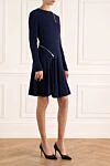 Stella McCartney Платье синее женское - скрытая молния. декоративные молнии. 64% вискоза, 34% ацетат, 2% эластан. Страна производитель: Италия. Уход: специализированная чистка - фото 3