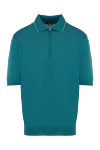 Cesare di Napoli Silk polo green for men - Contrasting collar stripe. 100% silk. Closure: Zipper. Country of manufacture: Italy. Care: specialized cleaning - photo 1