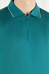 Cesare di Napoli Silk polo green for men - Contrasting collar stripe. 100% silk. Closure: Zipper. Country of manufacture: Italy. Care: specialized cleaning - photo 5