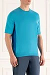 Cesare di Napoli Blue cotton T-shirt for men - 100% cotton. Country of manufacture: Italy. Care: specialized cleaning - photo 3