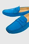 Cesare di Napoli Blue suede men's moccasins - Leather buckle. 100% suede. Interior: Leather. Insole: Leather. Outsole: Other materials. Country of manufacture: Italy. Care: specialized cleaning - photo 5