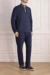 Ermenegildo Zegna Костюм спортивный мужской из хлопка и полиамида синий - Контрастная молния. 92% хлопок, 8% полиамид. Кулиска, молния. Четыре боковых кармана. Страна производитель: Италия. Уход: специализированная чистка - фото 3