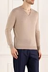 Bilancioni Cashmere jumper beige for men - Neckline. 100% cashmere. Country of manufacture: Italy. Care: specialized cleaning - photo 3