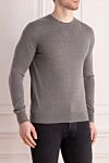 Bilancioni Cashmere and silk jumper gray for men - Neckline. 70% cashmere, 30% silk. Country of manufacture: Italy. Care: specialized cleaning - photo 3