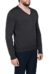 Bilancioni Wool jumper gray for men - Neckline. 100% wool. Country of origin: Italy. Care: specialized cleaning - photo 3