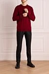 Wool jumper burgundy for men Bilancioni - 100% wool. Country of manufacture: Italy. Care: specialized cleaning - photo 2