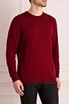 Bilancioni Wool jumper burgundy for men - 100% wool. Country of manufacture: Italy. Care: specialized cleaning - photo 3