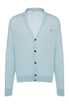 Bilancioni Men's cardigan made of wool and cashmere blue - Embroidered brand logo. Turn-down collar. 70% wool, 30% cashmere. Closure: Buttons. Country of manufacture: Italy. Care: specialized cleaning - photo 1