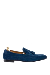 Doucal`s Blue suede loafers for men - contrast sole, tassels. leather interior, heel height 2 cm. 100% suede. Insole: leather. Country of manufacture: Italy. Care: specialized cleaning - photo 1