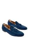 Doucal`s Blue suede loafers for men - contrast sole, tassels. leather interior, heel height 2 cm. 100% suede. Insole: leather. Country of manufacture: Italy. Care: specialized cleaning - photo 3