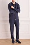 Men's cashmere sports suit, blue Billionaire - Embroidered brand logo. 100% cashmere. Closure: Zipper, drawstring. Two side pockets. Country of manufacture: Italy. Care: specialized cleaning - photo 2