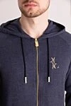 Billionaire Men's cashmere sports suit, blue - Embroidered brand logo. 100% cashmere. Closure: Zipper, drawstring. Two side pockets. Country of manufacture: Italy. Care: specialized cleaning - photo 5