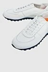 Andrea Ventura White leather sneakers for men - contrast sole. 100% leather. lacing. sole height 2cm. Country of manufacture: Italy. Care: specialized cleaning - photo 5