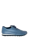 Andrea Ventura Blue leather sneakers for men - contrast sole. 100% leather. lacing. sole height 2cm. Country of manufacture: Italy. Care: specialized cleaning - photo 1