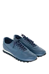 Andrea Ventura Blue leather sneakers for men - contrast sole. 100% leather. lacing. sole height 2cm. Country of manufacture: Italy. Care: specialized cleaning - photo 3