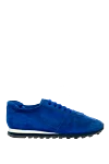 Andrea Ventura Blue suede sneakers for men - contrast sole. 100% suede. lacing. sole height 2cm. Country of manufacture: Italy. Care: specialized cleaning - photo 1