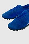 Andrea Ventura Blue suede sneakers for men - contrast sole. 100% suede. lacing. sole height 2cm. Country of manufacture: Italy. Care: specialized cleaning - photo 5