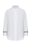 Panicale White cotton blouse for women - contrasting stripes. cotton. buttons. Country of manufacture: Italy. Care: specialized cleaning - photo 1