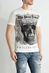 Philipp Plein Футболка из хлопка белая мужская - принт, логотипа, рисунка, стразы. 100% хлопок. Страна производитель: Италия. Уход: специализированная чистка - фото 3