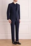 Canali Костюм мужской из шерсти и мохера синий - Шлица. 84% шерсть, 16% мохер. Пуговицы, крючок. Нагрудный карман, два кармана с клапанами. Карманы (внутренние): Три кармана. Два боковых кармана, два кармана сзади на пуговицах. 100% купро. Страна производитель: Италия. Уход: специализированная чистка - фото 3