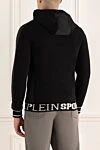 Sports jacket made of cotton and elastane black for men Plein Sport - logo. hood. 95% cotton, 5% elastane. zipper, drawstring. two side pockets. Country of manufacture: Italy. Care: specialized cleaning - photo 4