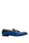 Doucal`s Blue suede loafers for men - contrast sole, tassels. leather interior, heel height 2 cm. 100% suede. Insole: leather. Country of manufacture: Italy. Care: specialized cleaning - photo 1