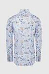 Orian Blue cotton shirt for men - flowers pattern. 100% cotton. Closure: buttons. Country of manufacture: Italy. Care: specialized cleaning - photo 7