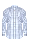 Kiton Blue cotton shirt for men - check pattern. 100% cotton. Closure: buttons. Country of origin: Italy. Care: specialized cleaning - photo 1