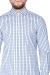 Kiton Blue cotton shirt for men - check pattern. 100% cotton. Closure: buttons. Country of origin: Italy. Care: specialized cleaning - photo 5