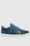 Kiton Blue Alligator Sneakers for men - textured leather, contrast sole. 100% alligator skin. laces. rubber, height 2 cm. Country of manufacture: Italy. Care: specialized cleaning - photo 1