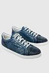 Kiton Blue Alligator Sneakers for men - textured leather, contrast sole. 100% alligator skin. laces. rubber, height 2 cm. Country of manufacture: Italy. Care: specialized cleaning - photo 3