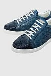 Kiton Blue Alligator Sneakers for men - textured leather, contrast sole. 100% alligator skin. laces. rubber, height 2 cm. Country of manufacture: Italy. Care: specialized cleaning - photo 5