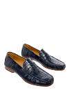 Cesare di Napoli Blue Alligator Loafers for men - contrast sole, textured leather. 100% alligator skin. Insole: leather. Sole Height: Heel Height 2cm. Country of manufacture: Italy. Care: specialized cleaning - photo 3