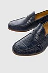 Cesare di Napoli Blue Alligator Loafers for men - contrast sole, textured leather. 100% alligator skin. Insole: leather. Sole Height: Heel Height 2cm. Country of manufacture: Italy. Care: specialized cleaning - photo 5