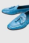 Cesare di Napoli Blue crocodile leather loafers for men - contrast sole, textured leather, tassels. 100% crocodile skin. Insole: leather. Sole Height: Heel Height 2cm. Country of manufacture: Italy. Care: specialized cleaning - photo 5